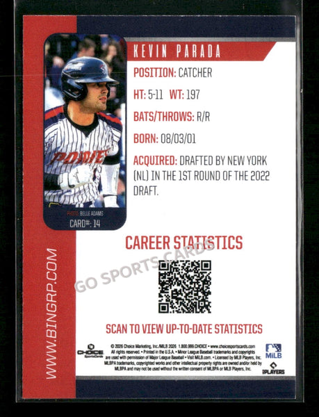 2026 Binghamton Rumble Ponies Kevin Parada