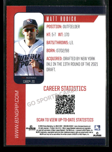 2026 Binghamton Rumble Ponies Matt Rudick