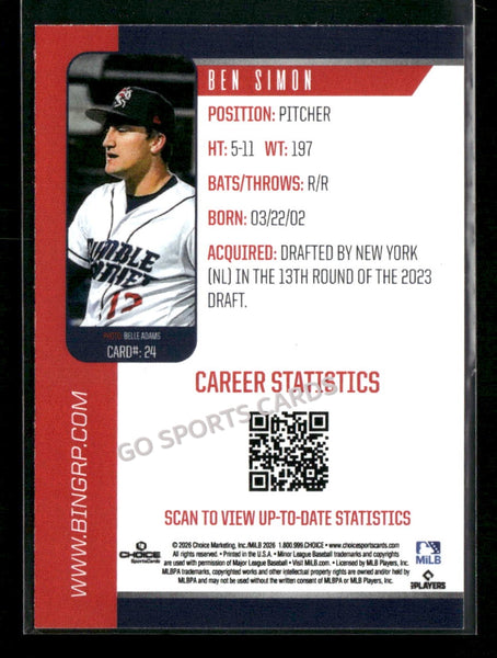 2026 Binghamton Rumble Ponies Ben Simon