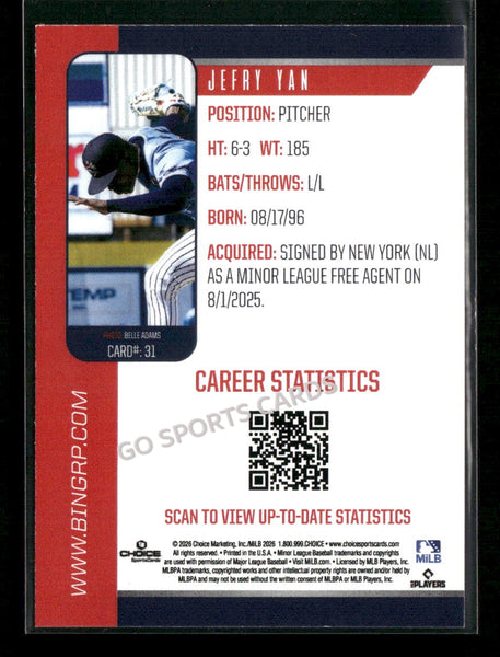 2026 Binghamton Rumble Ponies Jefry Yan
