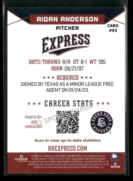 2026 Round Rock Express Aidan Anderson