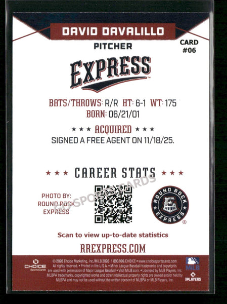 2026 Round Rock Express David Davalillo