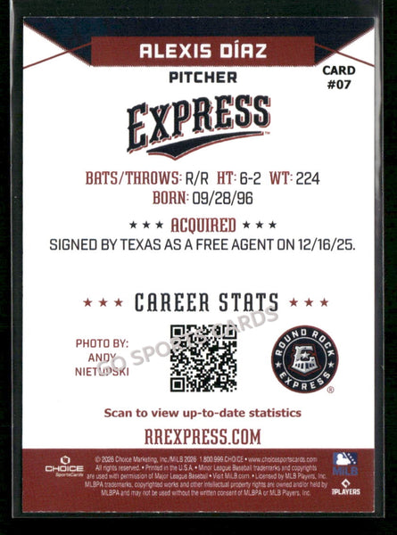 2026 Round Rock Express Alexis Diaz