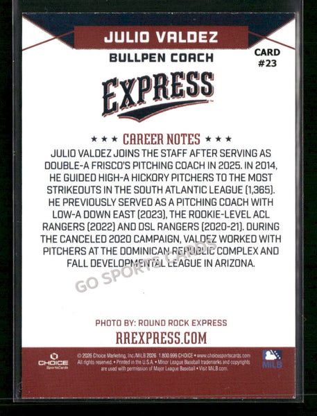 2026 Round Rock Express Julio Valdez