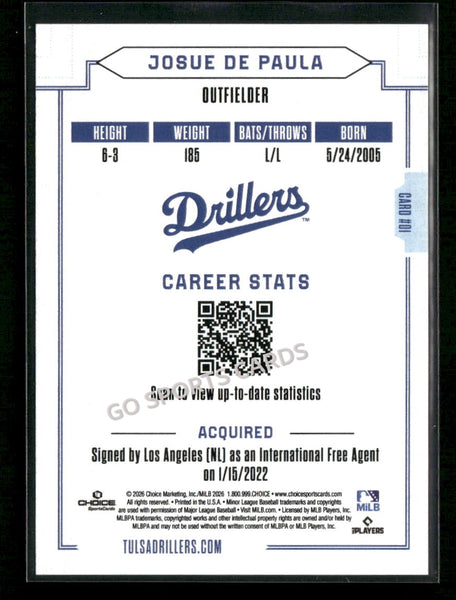 2026 Tulsa Drillers Josue De Paula