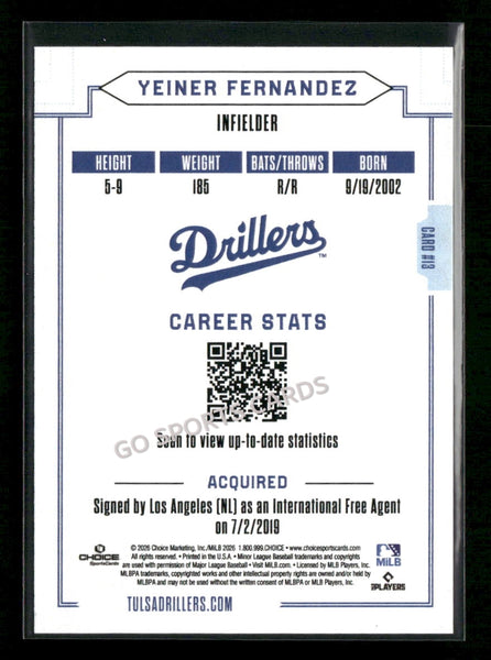2026 Tulsa Drillers Yeiner Fernandez