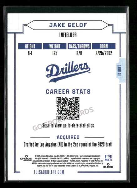 2026 Tulsa Drillers Jake Gelof