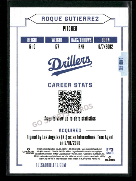2026 Tulsa Drillers Roque Gutierrez