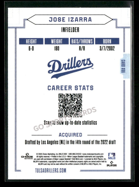 2026 Tulsa Drillers Jose Izarra