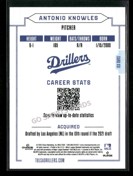 2026 Tulsa Drillers Antonio Knowles