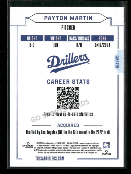 2026 Tulsa Drillers Payton Martin