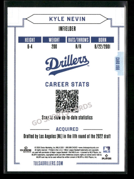2026 Tulsa Drillers Kyle Nevin