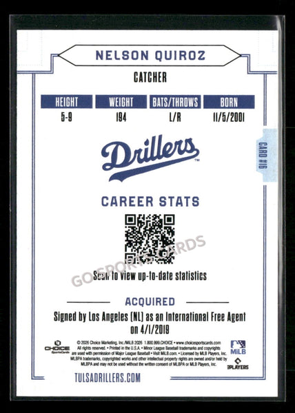 2026 Tulsa Drillers Nelson Quiroz