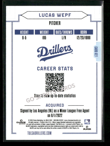 2026 Tulsa Drillers Lucas Wepf