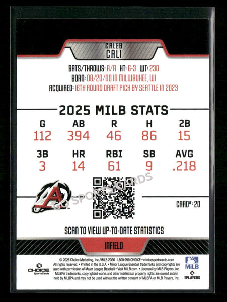 2026 Arkansas Travelers Caleb Cali