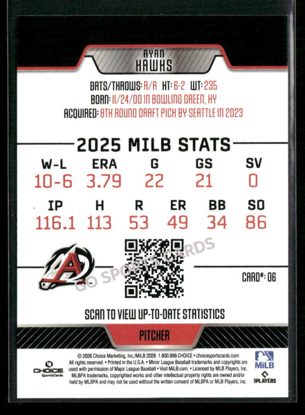 2026 Arkansas Travelers Ryan Hawks