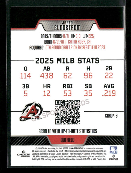 2026 Arkansas Travelers Jared Sundstrom