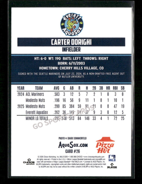 2026 Everett AquaSox Carter Dorighi