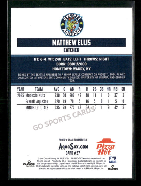 2026 Everett AquaSox Matthew Ellis