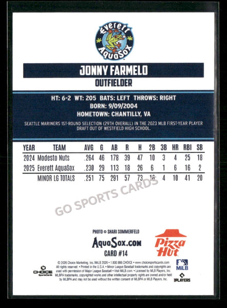 2026 Everett AquaSox Jonny Farmelo