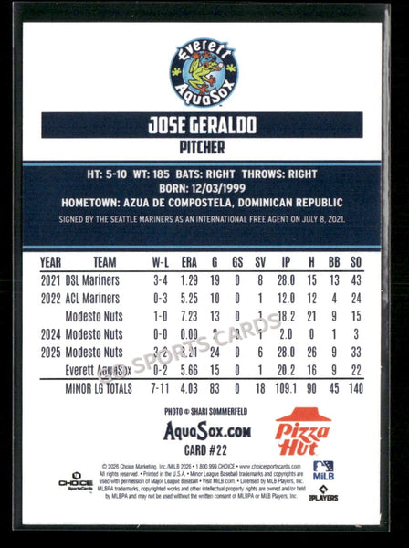 2026 Everett AquaSox Jose Geraldo