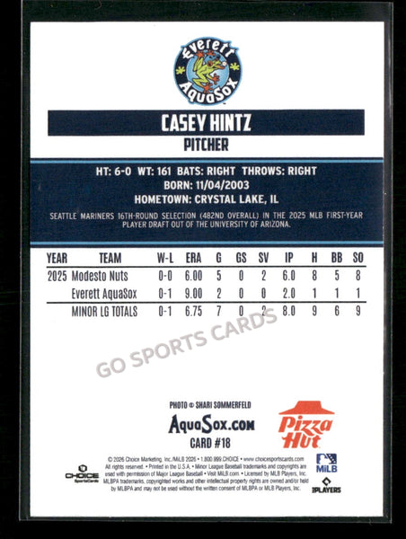 2026 Everett AquaSox Casey Hintz