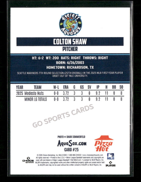 2026 Everett AquaSox Colton Shaw