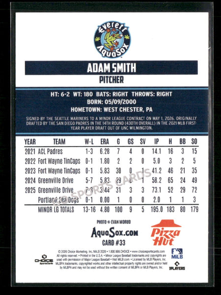 2026 Everett AquaSox Adam Smith