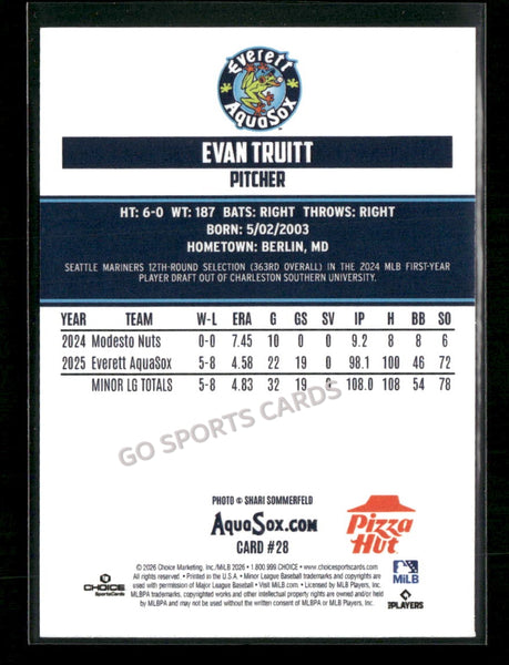 2026 Everett AquaSox Evan Truitt