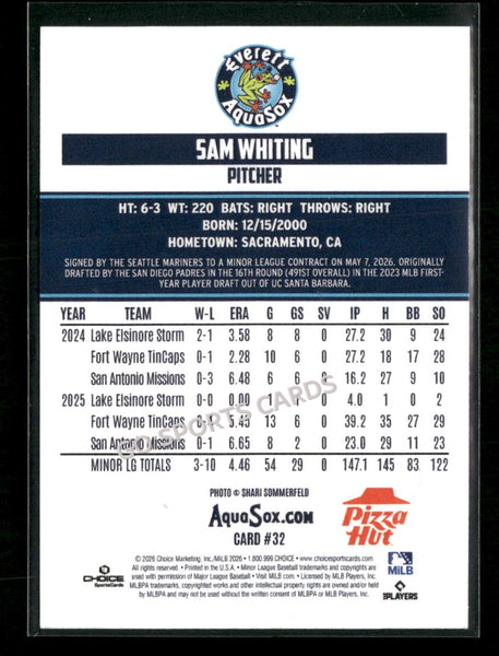 2026 Everett AquaSox Sam Whiting