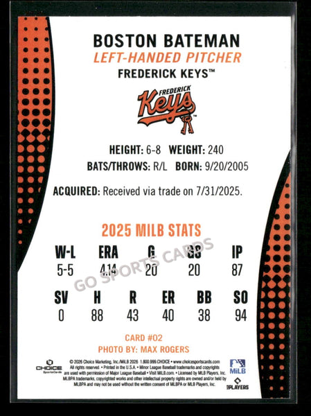 2026 Frederick Keys Boston Bateman