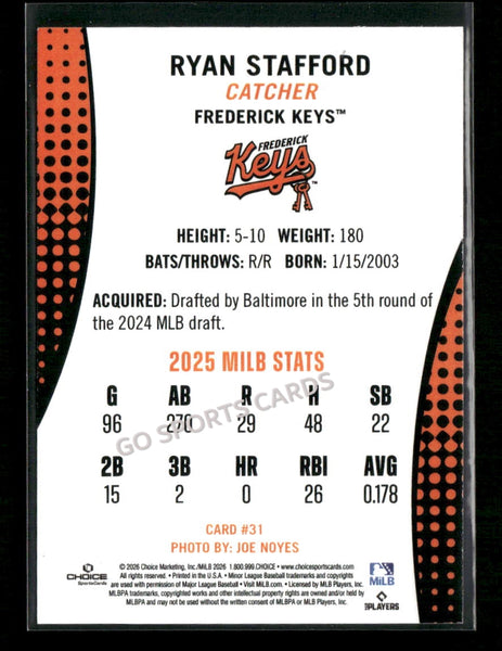 2026 Frederick Keys Ryan Stafford