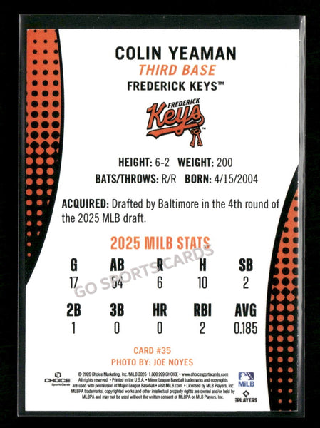 2026 Frederick Keys Colin Yeaman