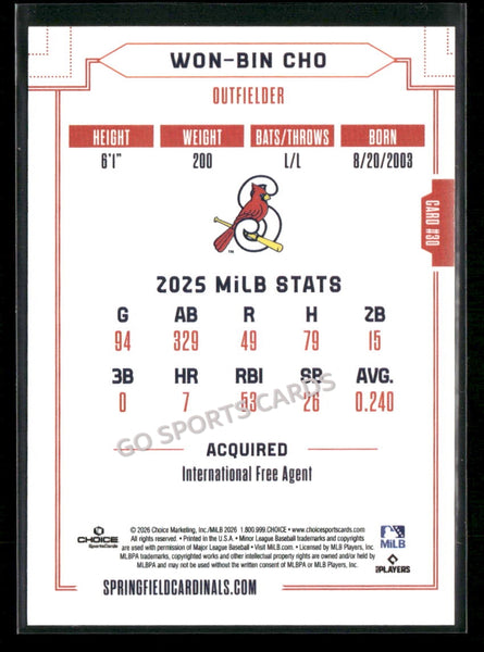 2026 Springfield Cardinals Won Bin Cho