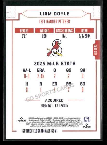 2026 Springfield Cardinals Liam Doyle