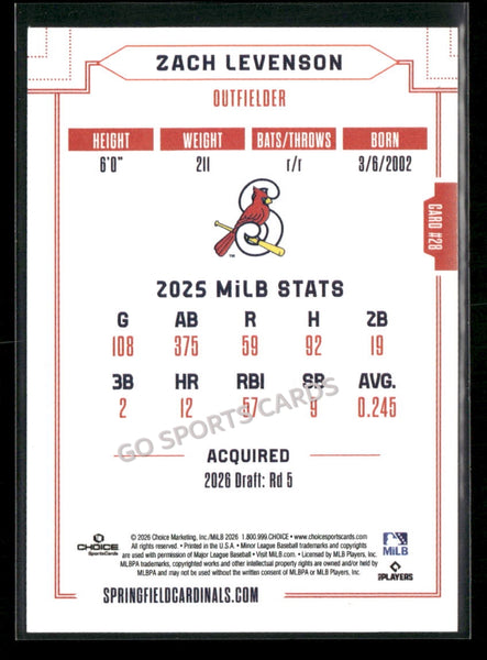 2026 Springfield Cardinals Zach Levenson