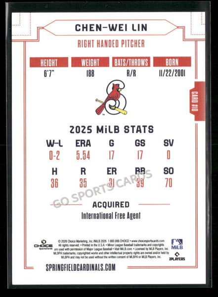2026 Springfield Cardinals Chen Wei Lin