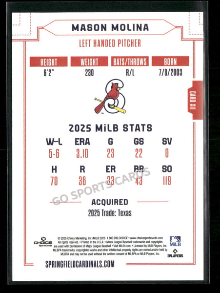 2026 Springfield Cardinals Mason Molina