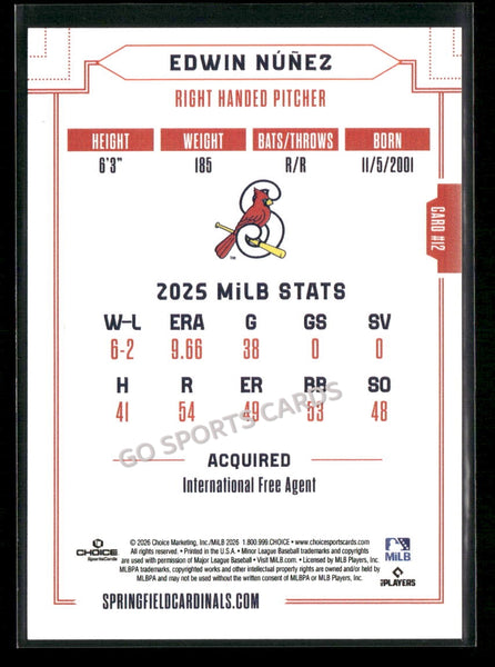 2026 Springfield Cardinals Edwin Nunez
