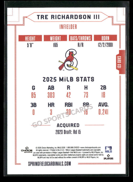 2026 Springfield Cardinals Tre Richardson III