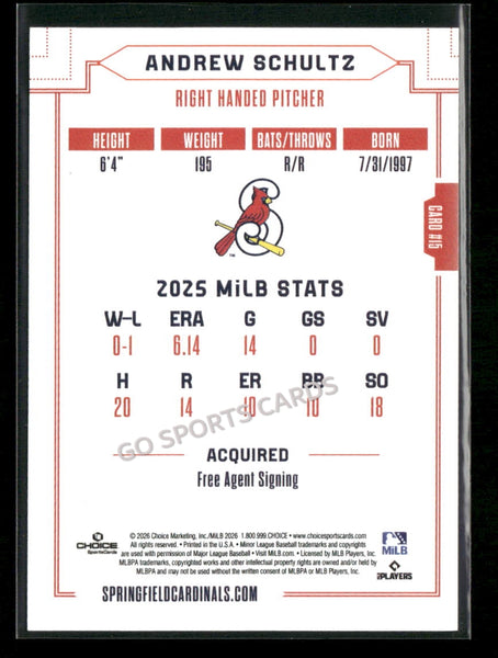 2026 Springfield Cardinals Andrew Schultz