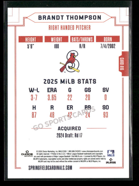 2026 Springfield Cardinals Brandt Thompson