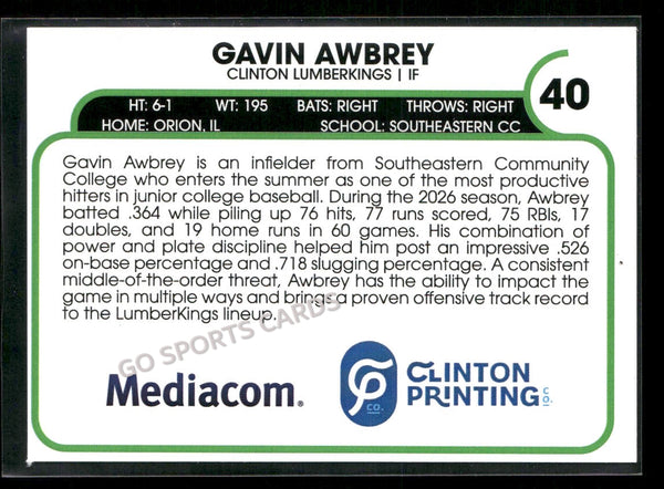 2026 Clinton LumberKings Gavin Awbrey
