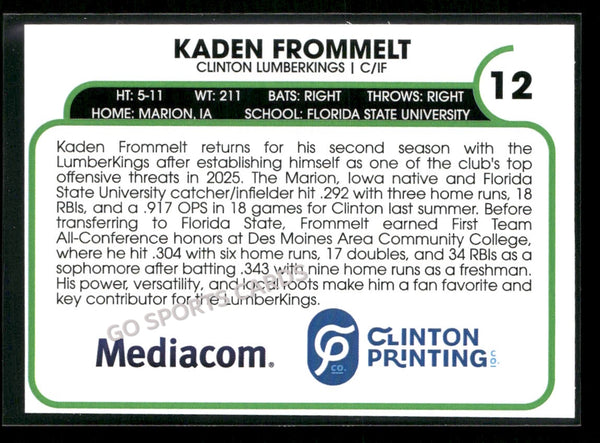 2026 Clinton LumberKings Kaden Frommelt