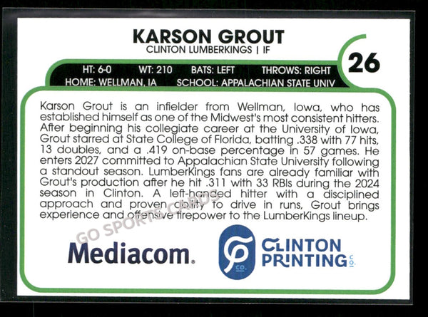 2026 Clinton LumberKings Karson Grout