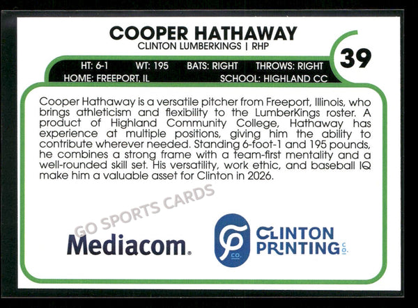 2026 Clinton LumberKings Cooper Hathaway