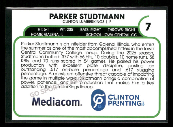 2026 Clinton LumberKings Parker Studtmann