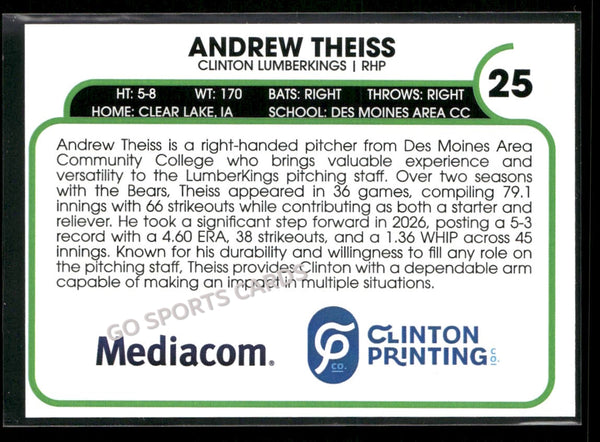 2026 Clinton LumberKings Andrew Theiss