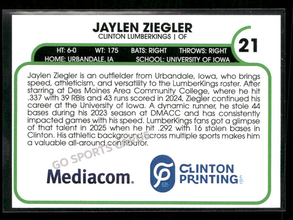 2026 Clinton LumberKings Jaylen Ziegler
