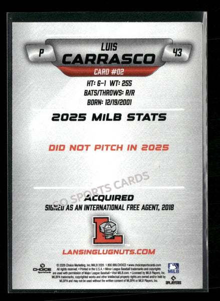 2026 Lansing Lugnuts Luis Carrasco